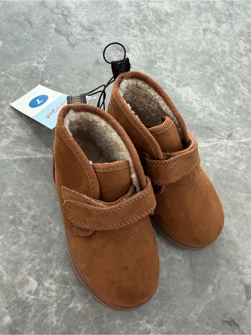 Cat & Jack Brown Fleece-Lined Kids Boots with Velcro